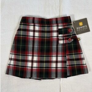 Dennis Uniform Bruce Plaid Skort Skirt Girls G4 Double Tab Pleat Multicolor NWT
